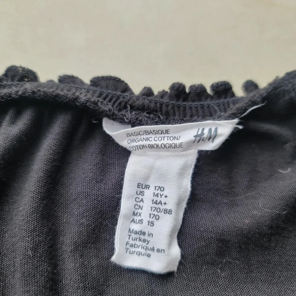 H&M Dress Girls Youth 14Y+ Short Sleeve Elastic Waist Stretch Black Short